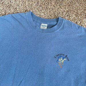 Canyon Bass Fishing T-Shirt Blue XL Nature Animal Art Fish Outdoors Y2K